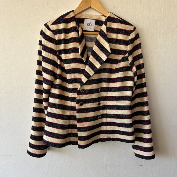 CAbi Jackets & Blazers - CABI Love Carol Collection Cruise Jacket Womens 6 Nautical Stripe Style #5094